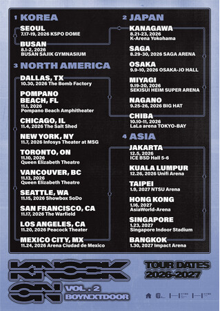 6人組ボーイグループ　BOYNEXTDOOR初ワールドツアー 日本公演『BOYNEXTDOOR TOUR 'KNOCK ON Vol.2' IN JAPAN』詳細公開～6都市13公演で開催！