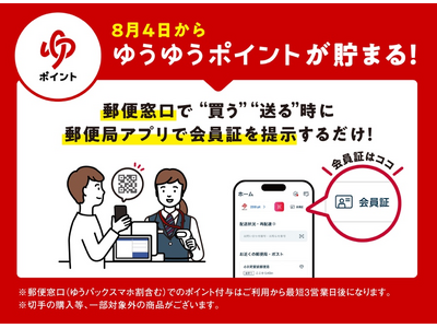 8月4日（月）から、郵便窓口の利用で「ゆうゆうポイント」が貯まる！