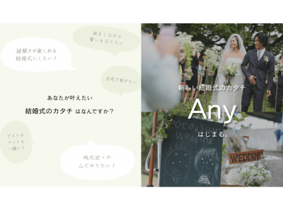 様々な価値観にマッチする多様な結婚式を実現、結婚式プロデュースサービスの新ブランド『Any』始動