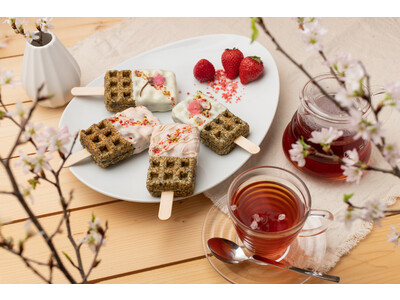【2023春限定】まるで、片手で食べる芳醇ミルクティー？！春を彩る桜&苺ミルクティーが、京ワッフルになって4/1(土)～販売開始