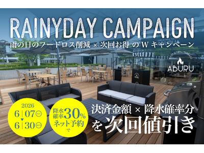 京都「CAFE ＆BBQ TERRACE ABURU」で雨が降れば降るほどお得な「雨の日割キャンペーン」を初開催！降水確率100%で次回100%オフ。雨の日のフードロスをお客様と一緒に減らす取組を開始