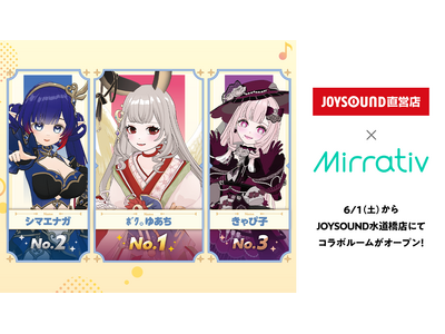 6/1(土)より、ライブ配信プラットフォーム”Mirrativ”のコラボルームがJOYSOUND水道橋店...
