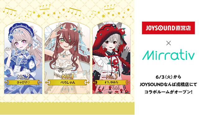 6/3(火)より、ライブ配信プラットフォーム"Mirrativ"のコラボルームがJOYSOUNDなんば戎橋店にOPEN！