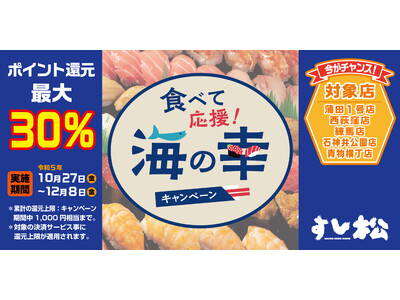 【すし松】「すし松」でお寿司を食べて水産物生産者を応援！『食べて応援！海の幸キャンペーン』への参画が決定！