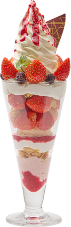 あづみの茶胡蝶庵が贈る全長30cmの圧巻ビジュアル 冬限定「苺あふれるごほうびパフェ」が新登場!