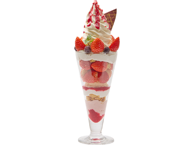 あづみの茶胡蝶庵が贈る全長30cmの圧巻ビジュアル　冬限定「苺あふれるごほうびパフェ」が新登場！