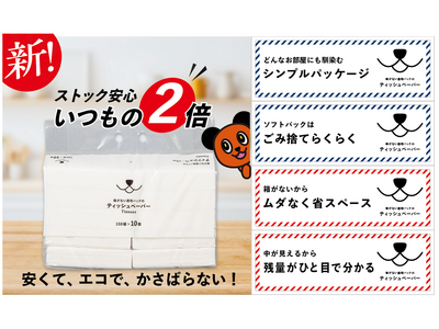 綿半から「箱がない透明パックのティッシュペーパー」10個入りが新登場！