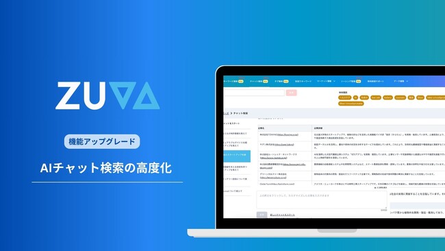 ZUVA、AI支援型スタートアップデータベース「ZUVA PRO」のAIチャット検索機能が進化！- 複数LLMの同時連携で、専門性の高い情報も一発検索 -