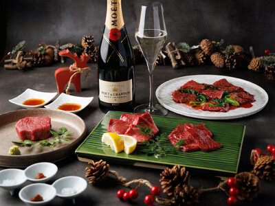 個室のカップルシートで銀座の夜景と共にクリスマスディナーを　「銀座 焼肉R」クリスマス・スペシャルプラン販売