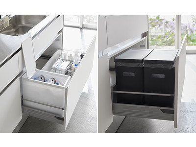 シンク下で使えるゴミ箱や、5段式のアクセサリートレーなど、新商品発売しました。