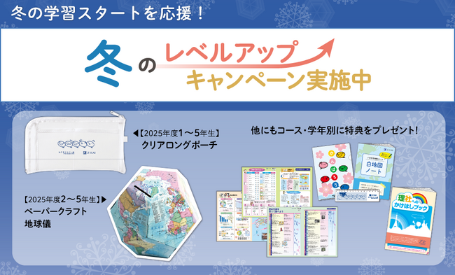 【Z会の通信教育】小学生向けコース 「冬のレベルアップキャンペーン」開始!期間内のご入会で、学習に役立つ特典をプレゼント