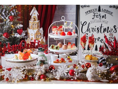 サンタやスノーマン・トナカイ・ツリーなどクリスマスモチーフを取り入れたホリデースイーツ『ハピネスクリスマス アフタヌーンティー』