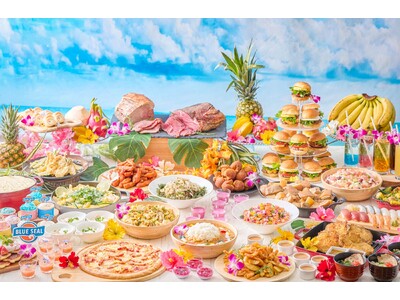 【開業10周年記念】カスタムできるバーガーステーションやパンケーキが楽しめる！人気の“ブルーシールアイス”、ハワイの定番“ガーリックシュリンプ”などが食べ放題「南国リゾートブッフェ～沖縄&ハワイ～」