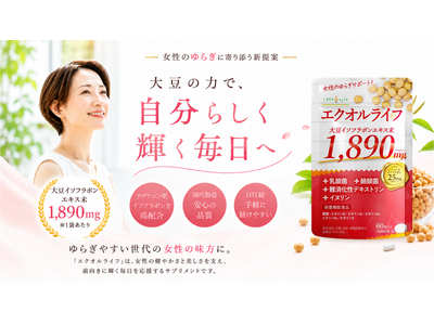 シンバイオティクスの考えを取り入れた新発想！ライフステージの変化を感じる女性に寄り添う、大豆由来成分「エクオール」配合サプリメントがMyLOHASに新登場。