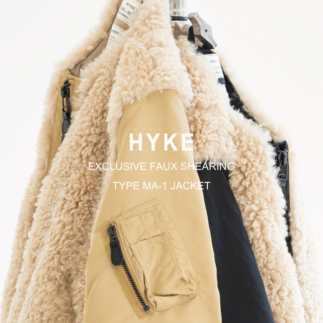 HYKE「FAUX SHEARING TYPE MA-1 JACKET」エクスクルーシブモデル登場｜9月12日よりエディションやキャバンなど限定店舗で発売。