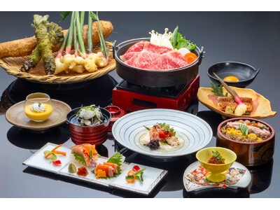島根のごちそうを味わい尽くす秋の宴。松江エクセルホテル東急、ブランド牛「まつなが牛」のすき焼きや、島根の食文化を感じる「うずめ寿司」などを楽しむ季節限定の贅沢御膳を1日10名様限定で提供。