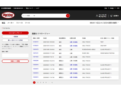 Digi-Key Electronics、更新版見積もりマネージャーツールを発表