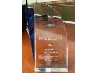 Digi-Key Electronics、RECOM Powerの「年間ディストリビュータ賞」を受賞