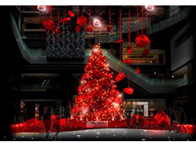 赤一色に染まるグランフロント大阪5回目のクリスマス『GRAND WISH