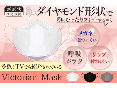 【専門家も推奨！多数のメディアでも紹介され話題の進化した不織布マスク！】メガネが曇りにくい、人間工学に基づいて作られた三段の新形状マスク『Victorian Mask』を緊急事態宣言延長に伴い追加販売
