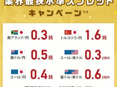 業界最狭水準スプレッドキャンペーン※3を開始！