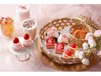 和のエッセンスを効かせたいちごたっぷりの桃色スイーツが勢揃い！『春爛漫いちごスイーツパレット』新登場
