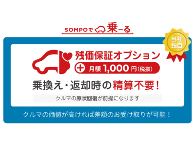 クルマ定額サービス「SOMPOで乗ーる」　新商品「残価保証オプション」の販売を開始