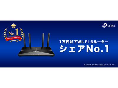 TP-Linkが1万円以下Wi-Fi 6ルーターシェアでNo.1！「BCNランキング2021年上半期」