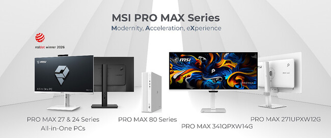 MSIのPRO MAXラインナップ : COMPUTEX 2026: 美しいミニマリストワークスペース向けのデスクトップとモニター