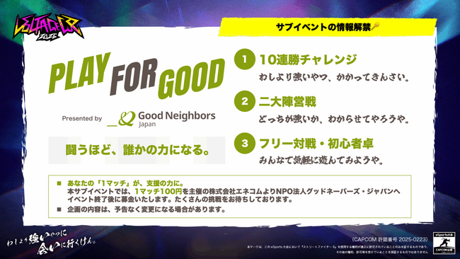 闘うほど、誰かの力になる。広島国際会議場のeスポーツ大会でチャリティ・マッチ「PLAY FOR GOOD」