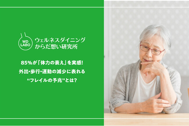 【ウェルネスダイニング】85％が「体力の衰え」を実感―外出・歩行・運動の減少に表れる“フレイルの兆候”とは？