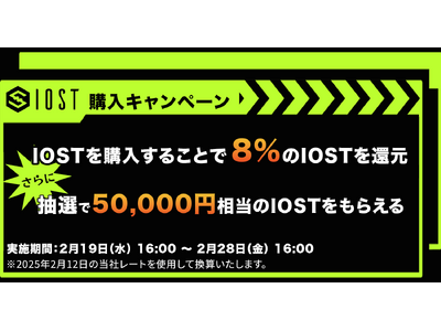 【IOST購入キャンペーン】IOST購入で8％還元 ＆ 抽選で50,000円相当のIOSTをプレゼント！