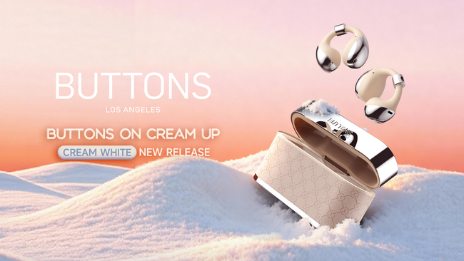 AI搭載イヤホン「BUTTONS CLIP」からホリデーシーズンにぴったりの新色Cream Whiteが登場！12月下旬順次発売