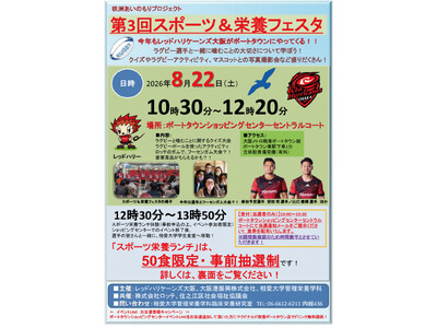 「第3回スポーツ＆栄養フェスタ」へ協賛