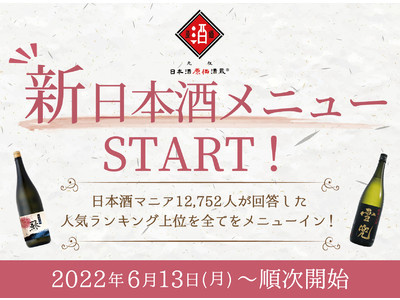 日本酒原価酒蔵アプリ会員様（日本酒マニア）12,752人が回答！人気ランキング上位を全てをメニューイン｜全店にて新日本酒メニュースタート！