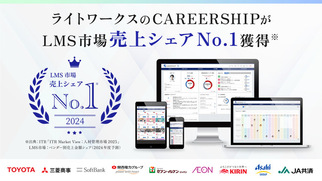 ライトワークスの学習管理システム（LMS）CAREERSHIPがITRの調査レポートにおいてLMS市場：ベンダー別売上金額シェアNo.1を獲得