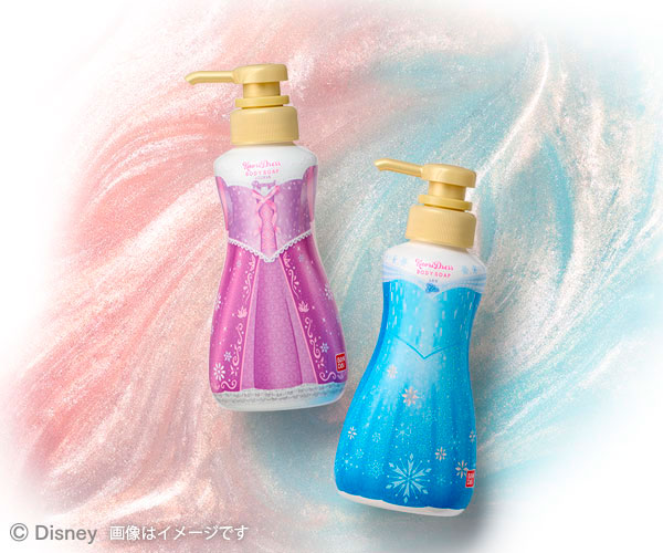 まるで、香りのドレス。ラメがきらめくボディソープで　特別なバスタイムに。香りドレスボディソープ　ラプンツェル　/　エルサ