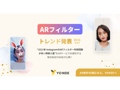 「発表！2021年 InstagramのARフィルターのトレンド５選とその特徴」ARサービスを提供する株式会社YONDEが公開！【Instagram, SparkAR】