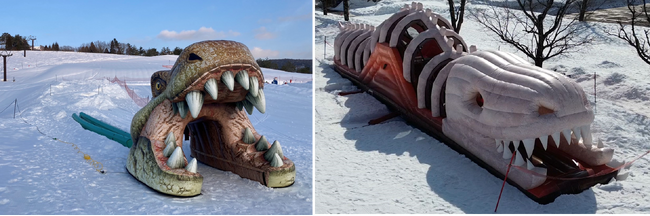 春も雪たっぷりのスキージャム勝山で雪遊び！ビキッズパークに恐竜スライダー登場