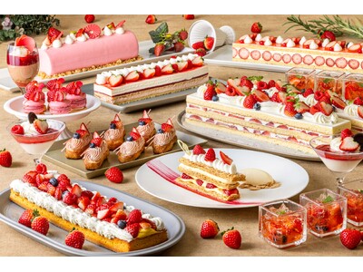 宝石のようにきらめく苺スイーツが勢ぞろい　新シェフ佐藤が魅せる“断面美”ミルフィーユやフレジエが登場　ナイトスイーツブッフェ Sweets Parade ～ストロベリー～
