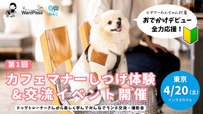 愛犬のおでかけデビューを応援！第1回「カフェマナーしつけ体験&交流会イベント」開催（おでかけわんこ部×Wan!Pass共催）申込受付中