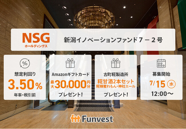 貸付型クラウドファンディング「Funvest」7/15より新ファンド「NSGホールディングス 新潟イノベーションファンド7-2号」の募集開始