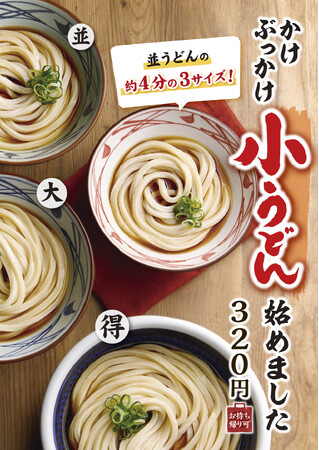 打ち立てのうどんをどんな時にもお気軽に！ お客さまの声にお応えして　うどん“小”サイズ320円で新登場