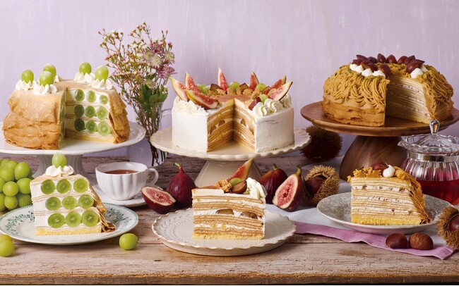 【Afternoon Tea LOVE&TABLE】栗やシャインマスカットの秋限定ミルクレープを発売！キャラメリゼいちじく、濃厚マロンクリームの新作２種も