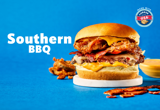 アメリカで人気を博した期間限定メニューが日本初登場！サクッと食感のフライドピクルスや、甘辛さと爽やかな酸味が調和した特製のゴールドBBQソースが味の決め手 「サウザンバーベキュー」