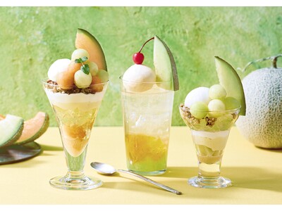 【Afternoon Tea】メロン2種を楽しむ「ダブルメロンの贅沢パフェ」や紫陽花イメージのメロンミル...