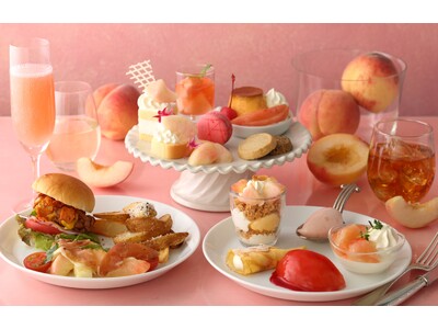 【キハチ 青山本店】新作「白桃のマチェドニア」など、旬の桃スイーツとセイボリー13種を提案！みずみずしい“桃”が主役のアフタヌーンティーが登場