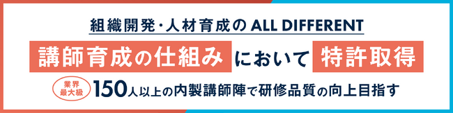 組織開発・人材育成のALL DIFFERENT、講師育成の仕組みにおいて特許取得