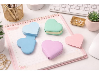【ハートふせん新発売】プニプニ触感でデスクに“かわいい”をプラス|販促花子ノベルティ