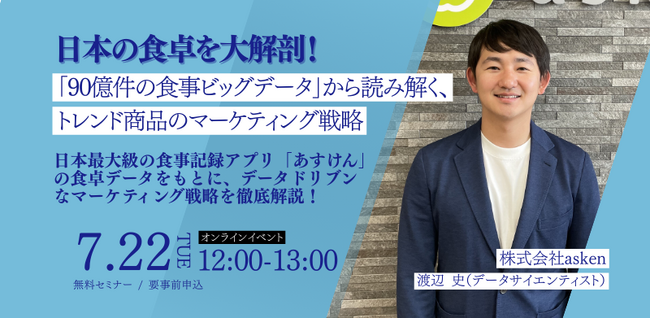 日本の食卓を大解剖！『あすけん』が90億件超のビッグデータから読み解く、データドリブンなマーケティング戦略を徹底解説【無料オンラインセミナー開催】